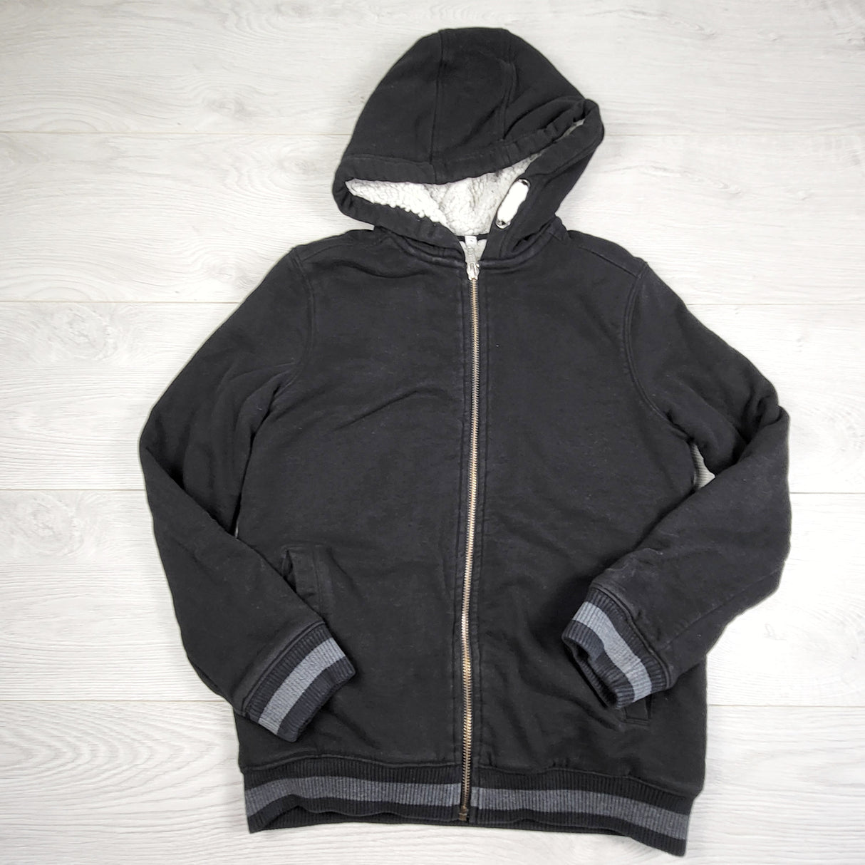 RHW - Authentic Originals black sherpa lined zip up hoodie. Size 10/11