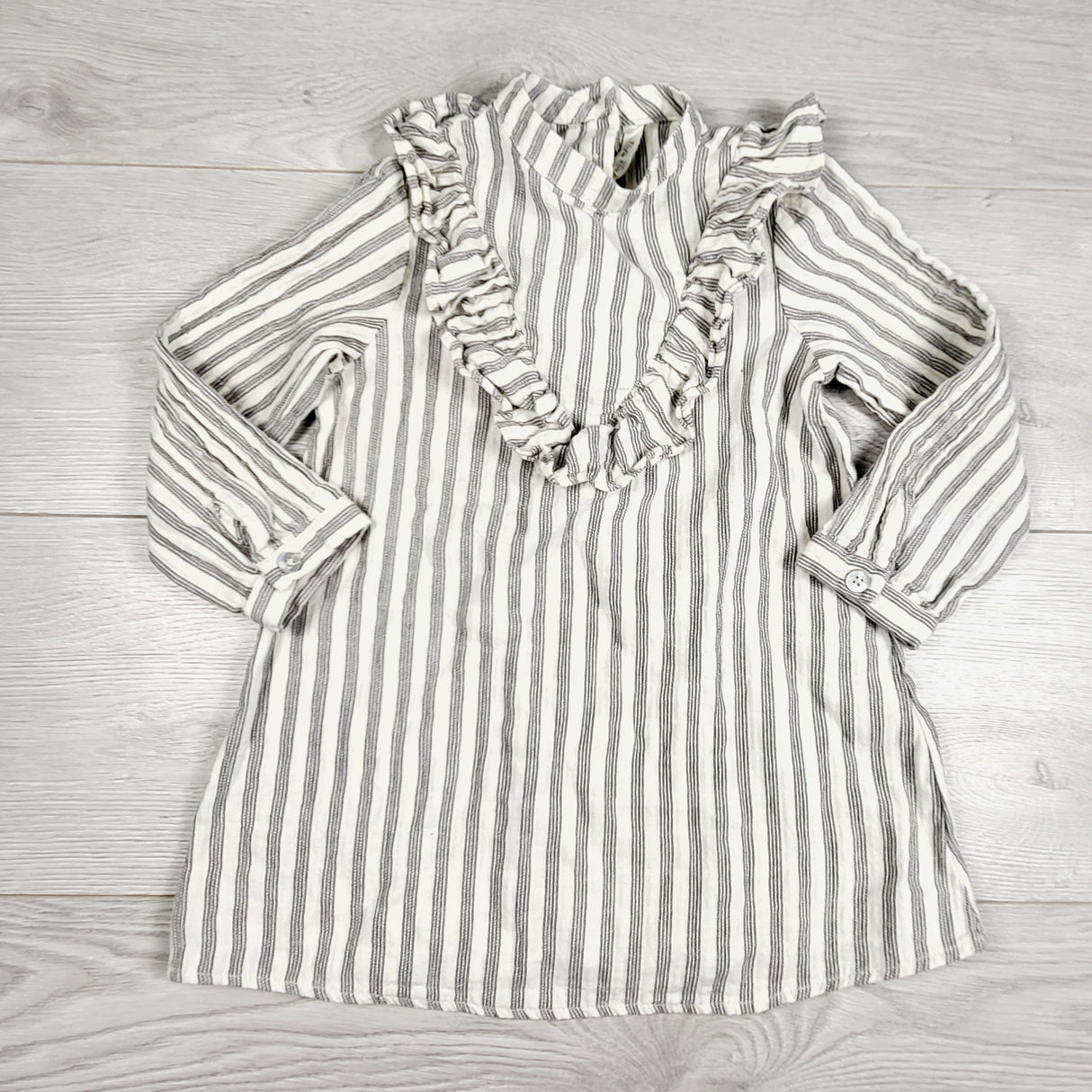 CMRD1 - Rylee + Cru striped dress with ruffle. Size 2/3T