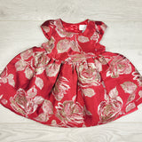JEPR1 - NEW - Children's Place red and gold floral print special occasion dress. Size 9-12 months