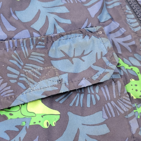 COHI1 - Carters blue fleece lined rain coat with frogs. Size 2T