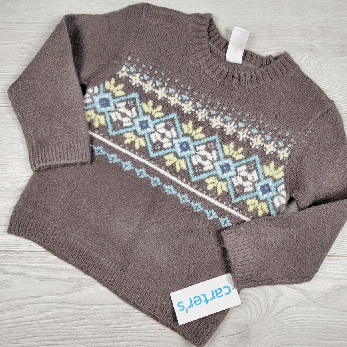 MCX1 - NEW - Carters grey Fair Isle patterned sweater. Size 24 months