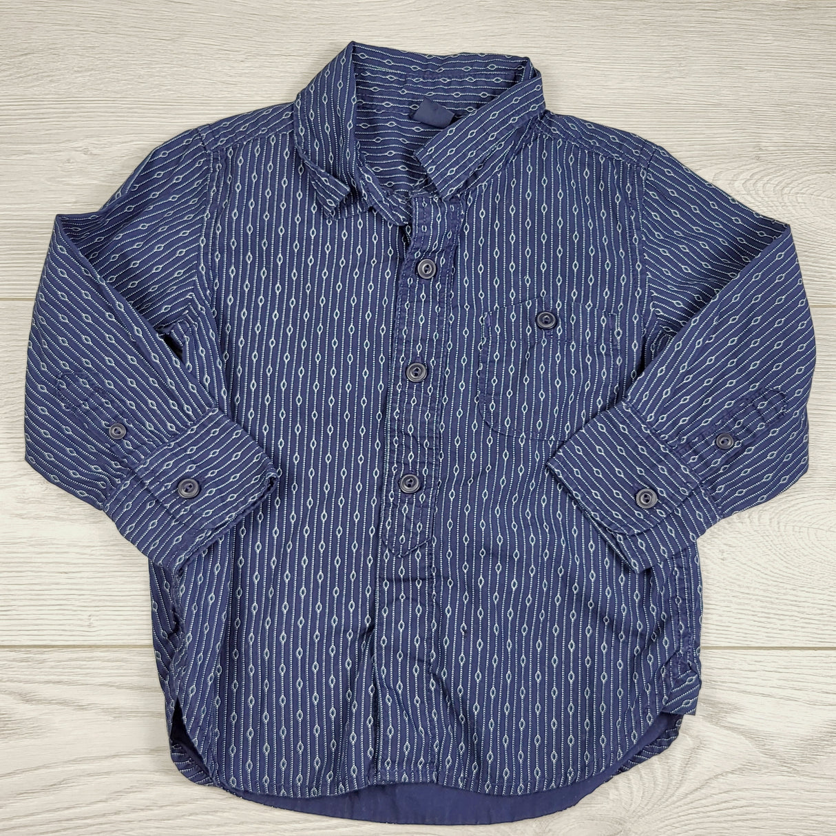 MCX1 - Gap navy patterned button down shirt. Size 18-24 months