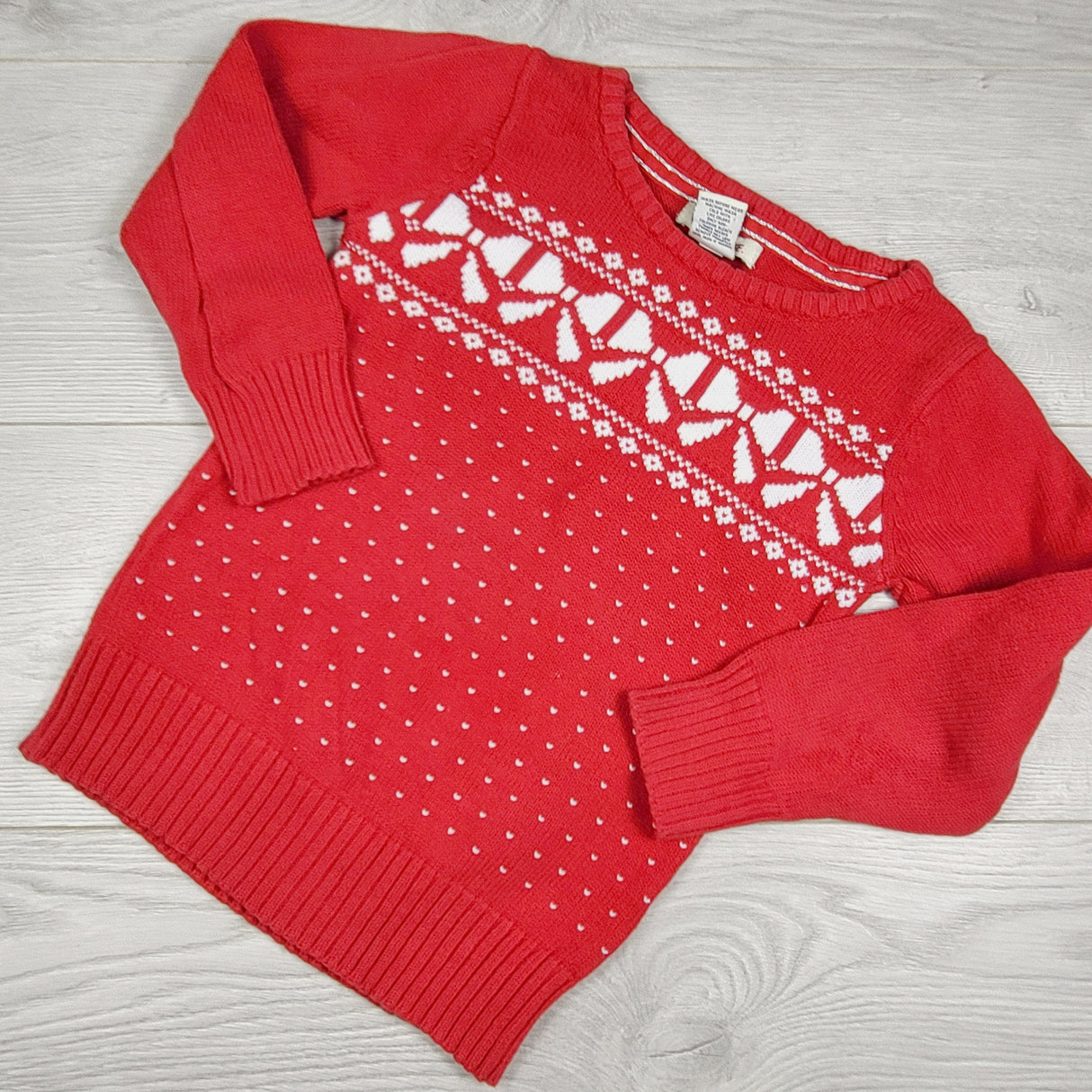 TAMC1 - Cherokee red pullover sweater with bows. Size 4/5T