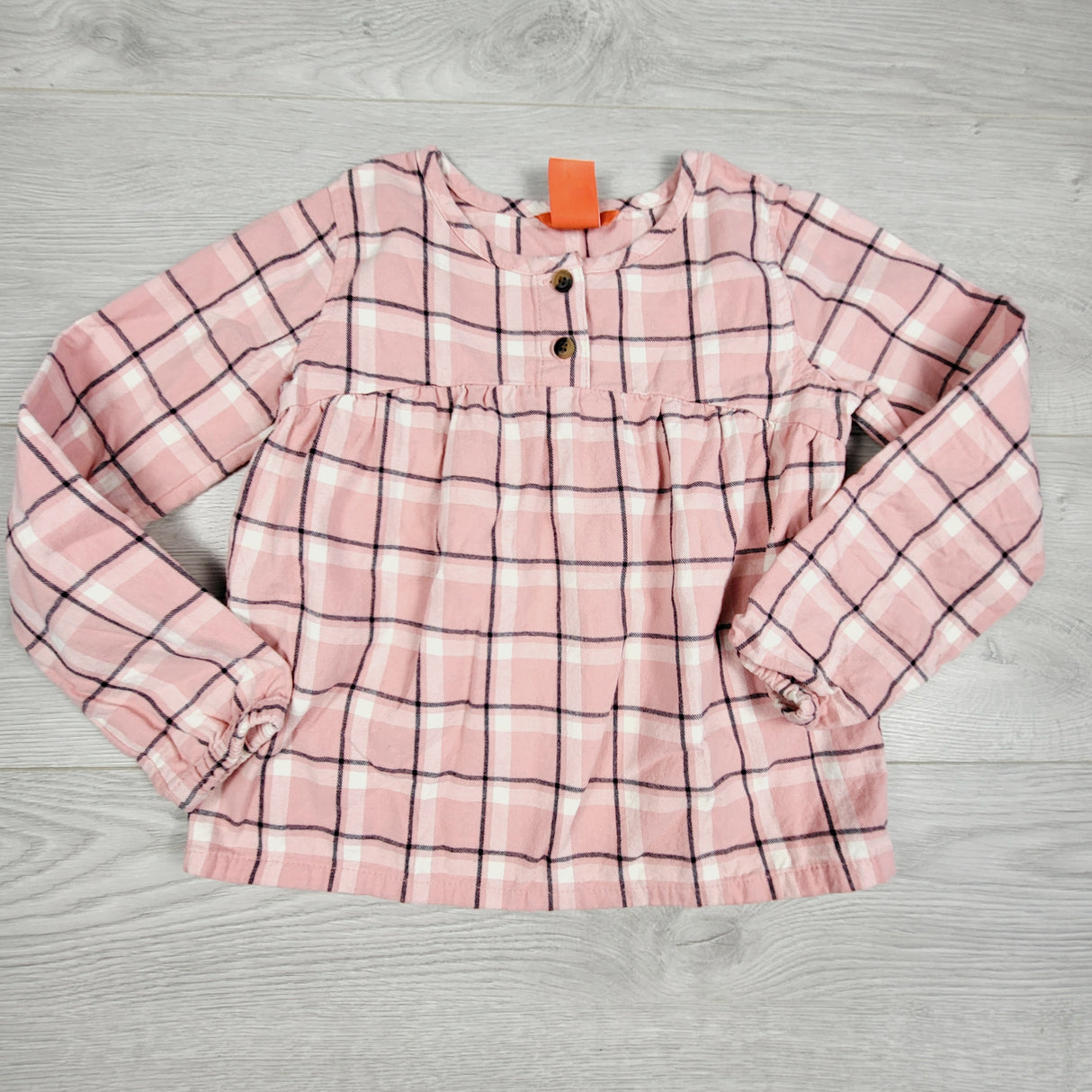 TAMC1 - Joe pink plaid long sleeved top. Size 6