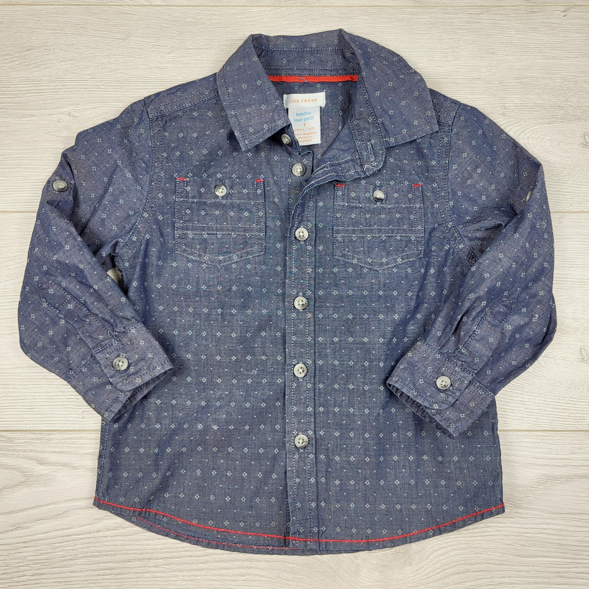 KLJ1 - Joe blue chambray button down shirt. Size 3T