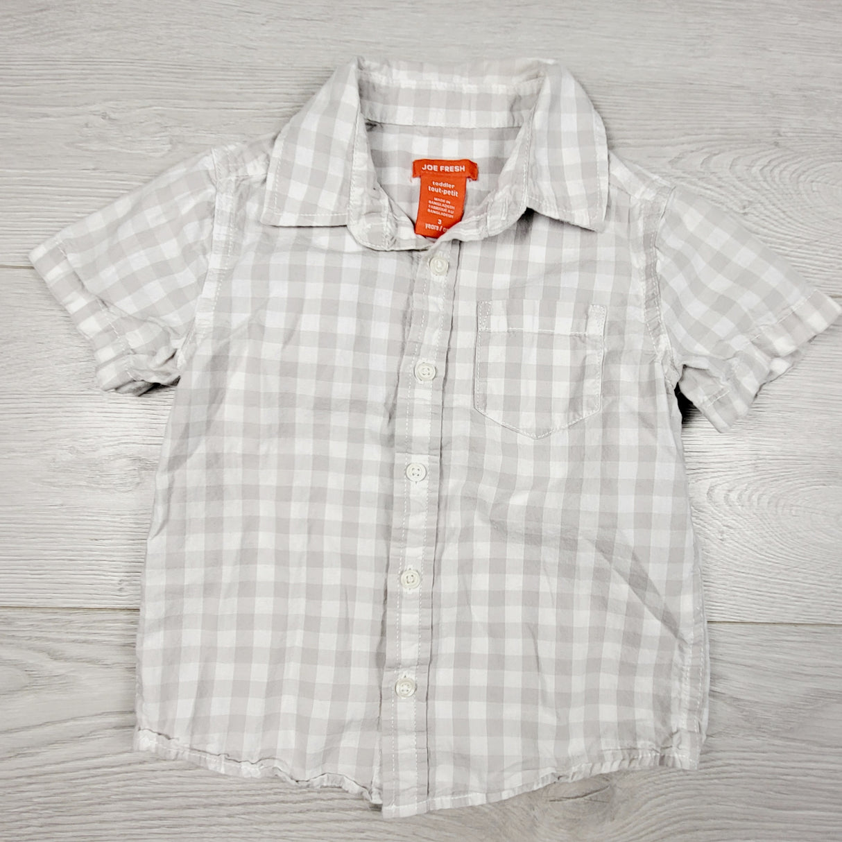 KLJ1 - Joe grey checked button down shirt. Size 3T
