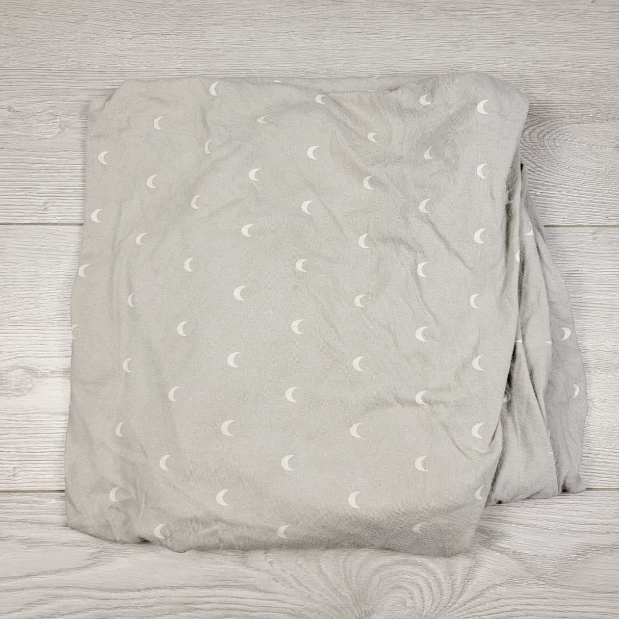 KLJ1 - IKEA grey fitted crib sheet with moons