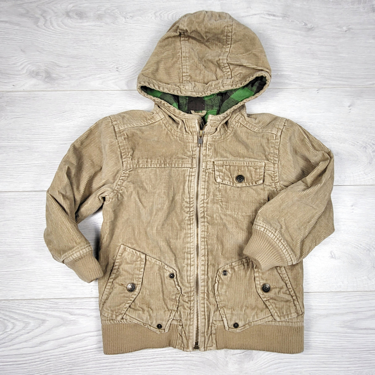 RBEN1 - Old Navy tan flannel lined corduroy jacket. Size 4T