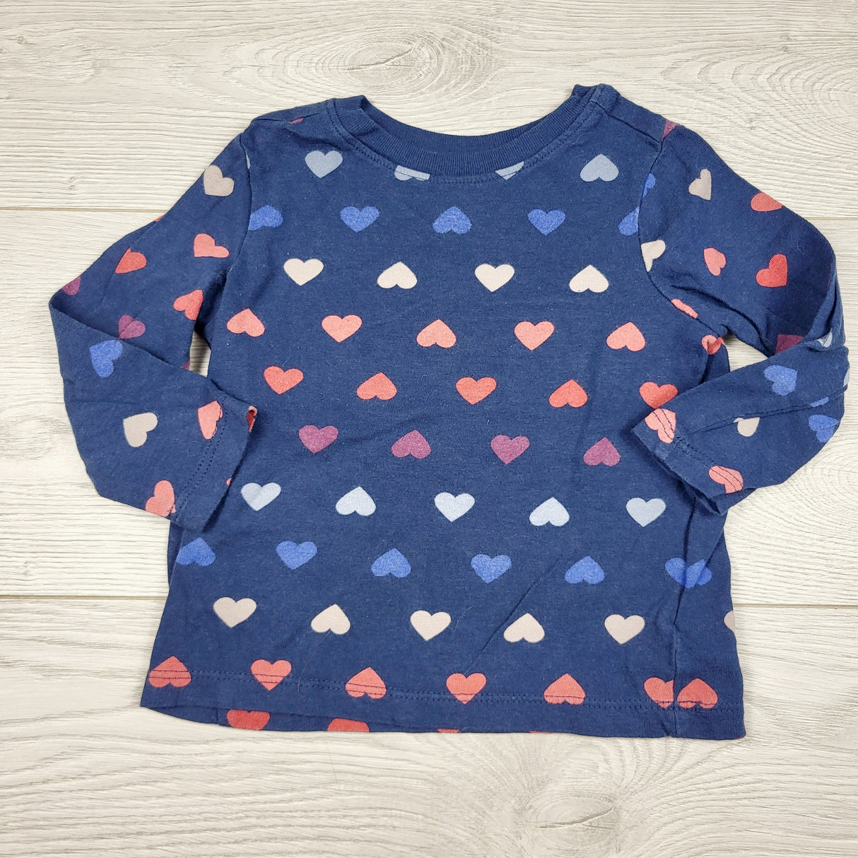 RBEN1 - Old Navy navy long sleeved top with hearts. Size 18-24 months