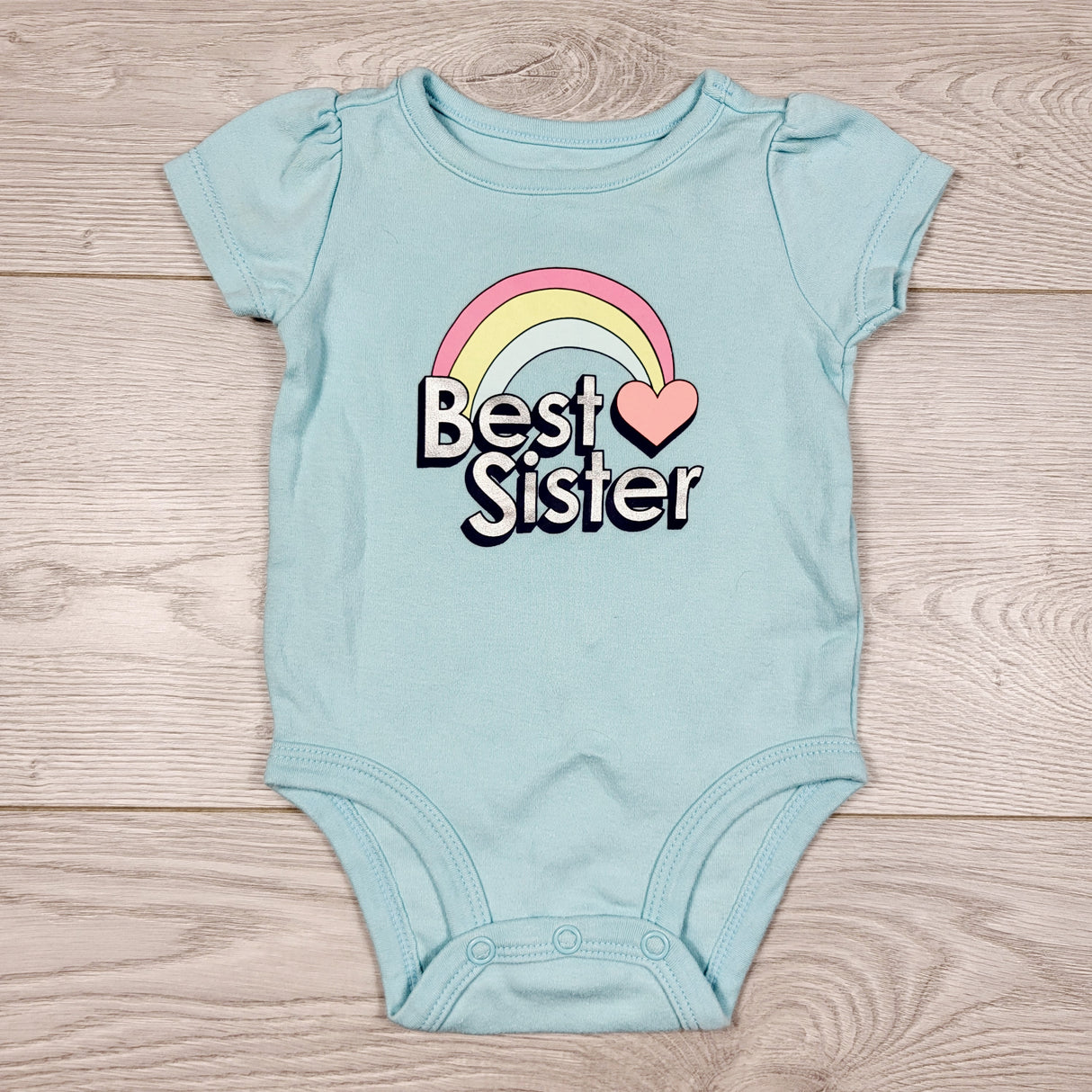 RBEN1 - Carters blue "Best Sister" bodysuit. Size 3 months