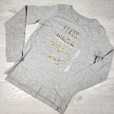 DZAV2 - NEW - Sears grey "Texts, Hugs and Rock 'N Roll" shirt. Size 10/12