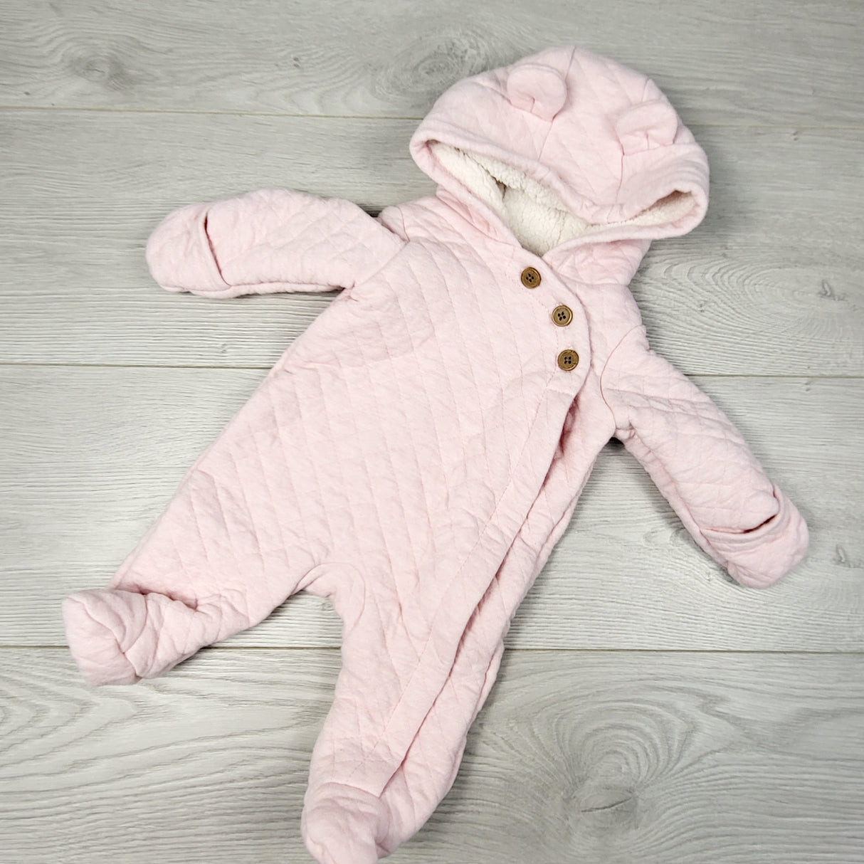 PTOM1 - Carters pink quilted cotton bunting suit. Newborn size