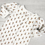PTOM1 - Carters white zippered floral print cotton sleeper. Size 6 months