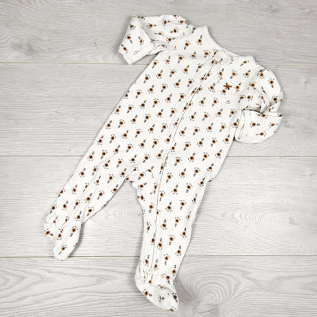 PTOM1 - Carters white zippered floral print cotton sleeper. Size 6 months