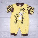 PTOM1 - Yellow and brown giraffe romper. Newborn size