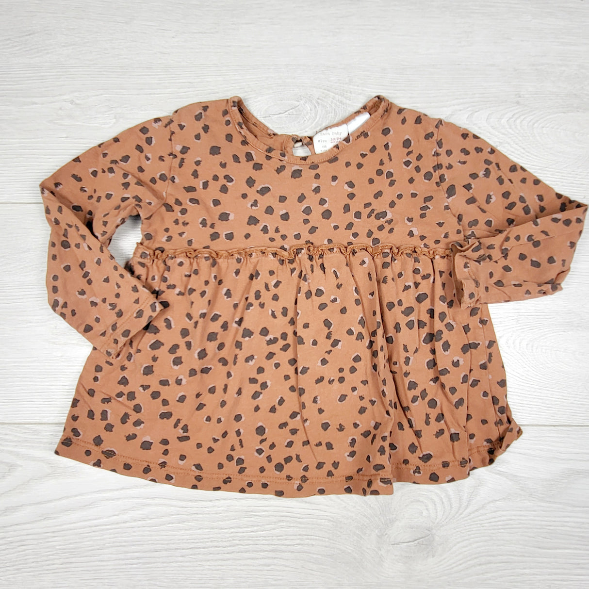 ECRS1 - Zara tan leopard print top. Size 18-24 months