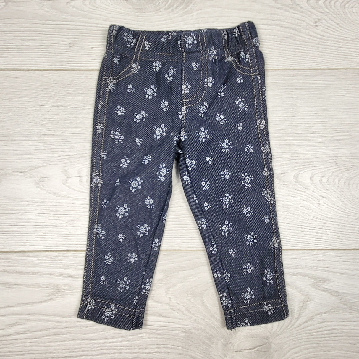 ECRS11 - Carters denim look floral leggings. Size 3 months