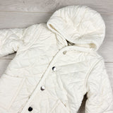 KLJ2 - Leveret white fleece lined quilted bunting suit. Size 6 months