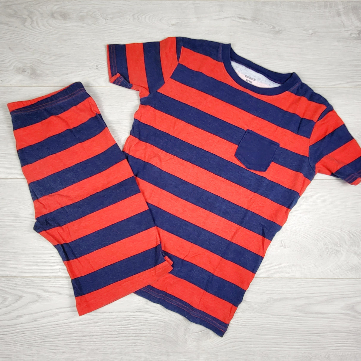 LUGE11 - Carters red and navy striped 2pc cotton PJs. Size 14
