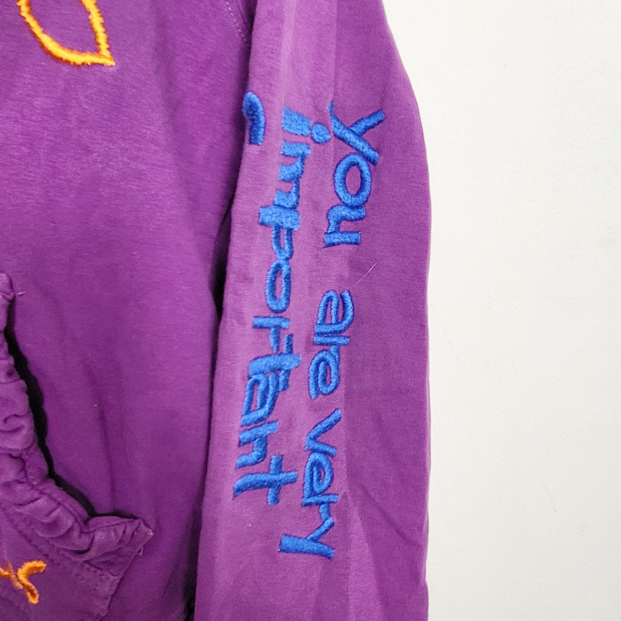 MAWA1 - Purple embroidered zip up hoodie. Size medium (approx size 10)