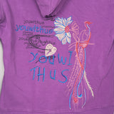 MAWA1 - Purple embroidered zip up hoodie. Size medium (approx size 10)