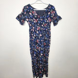 MAWA1 - Pastourelle NYC navy floral print wide leg romper. Size 10