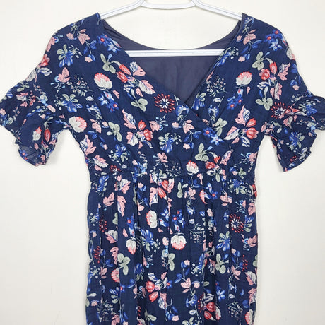 MAWA1 - Pastourelle NYC navy floral print wide leg romper. Size 10