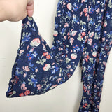 MAWA1 - Pastourelle NYC navy floral print wide leg romper. Size 10