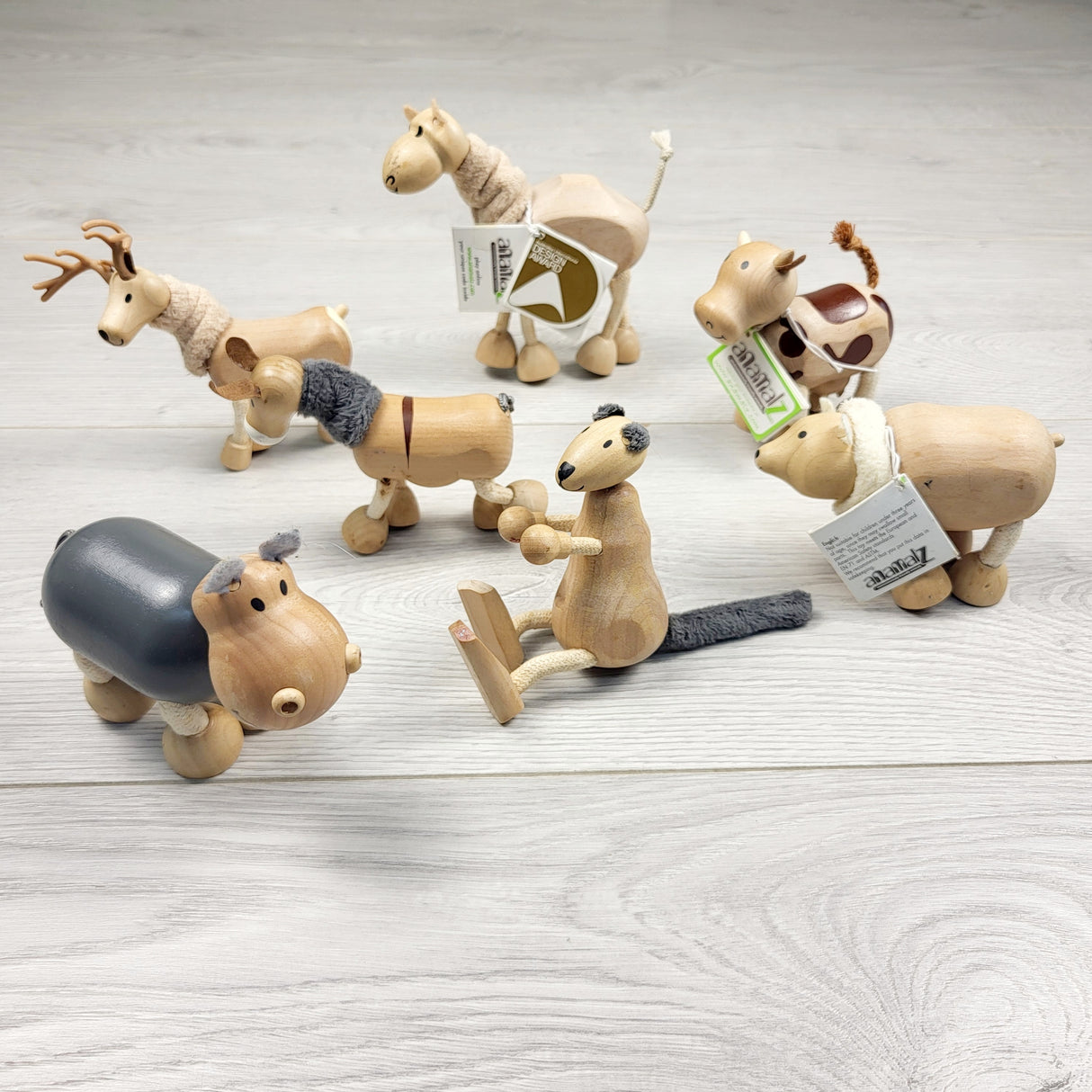 MAWA1 - Animalz wooden poseable animals - price is piece. Retail new for $30 each