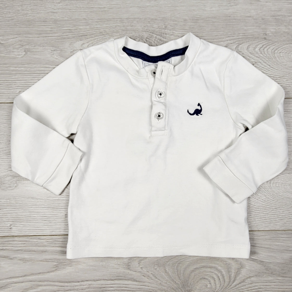 JLSN1 - The Little White Company white cotton long sleeved top. Size 12-18 months