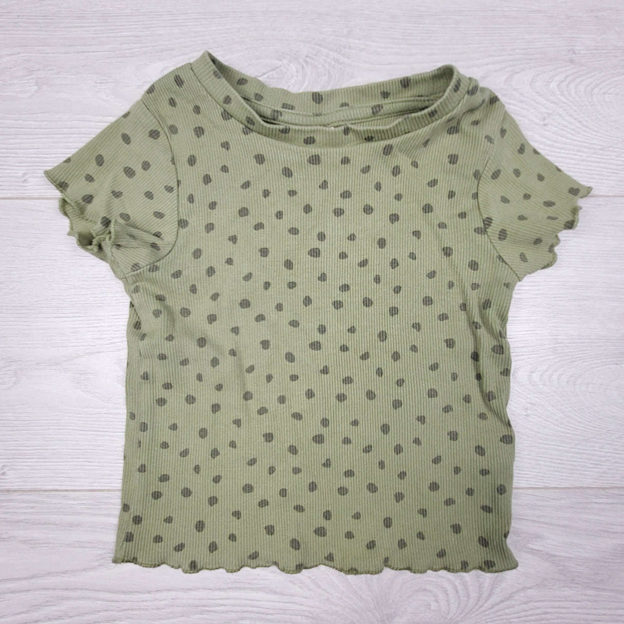 ADMX11 - Joe green polka dot ribbed top. Size 2T