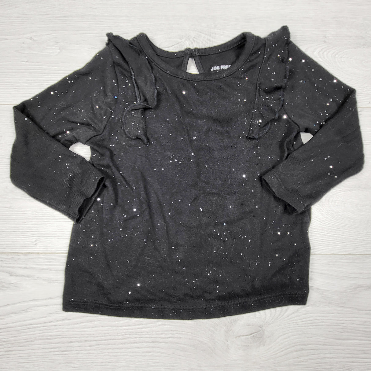 ADMX11 - Joe black sparkly top with ruffles. Size 18-24 months