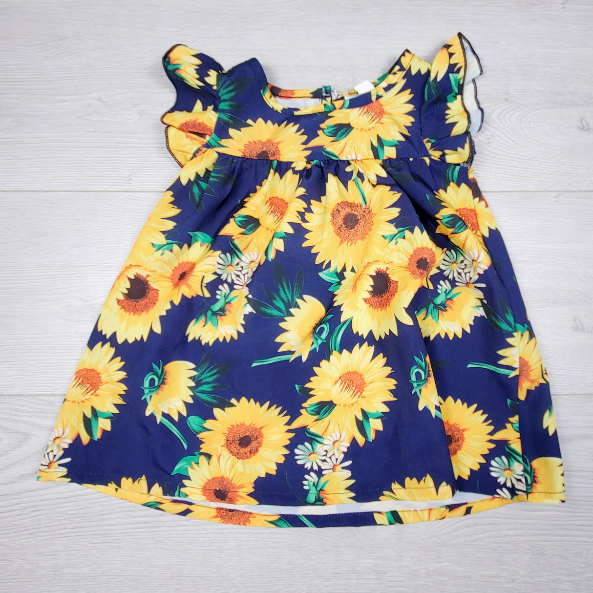 ADMX11 - Navy sunflower print dress. Size 6-9 months