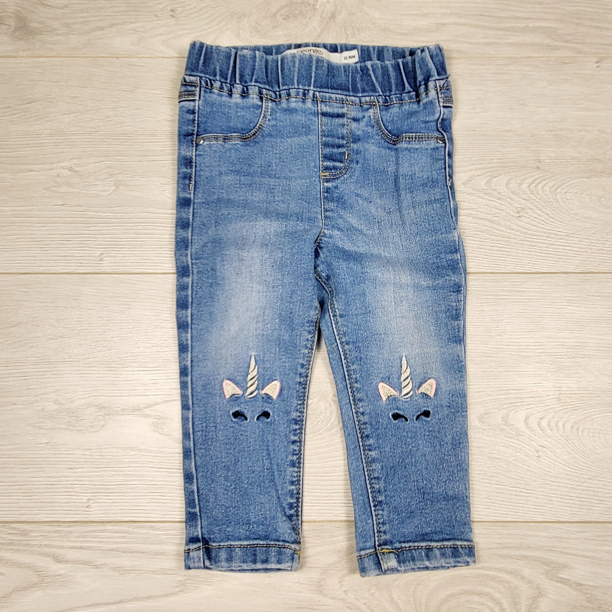 ECRS2 - George denim jeggings with unicorns. Size 12-18 months