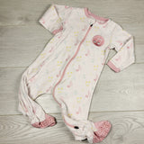 ECRS2 - Tuffy pink zippered sleeper with musical notes. Size 12 months