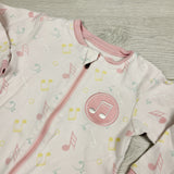ECRS2 - Tuffy pink zippered sleeper with musical notes. Size 12 months