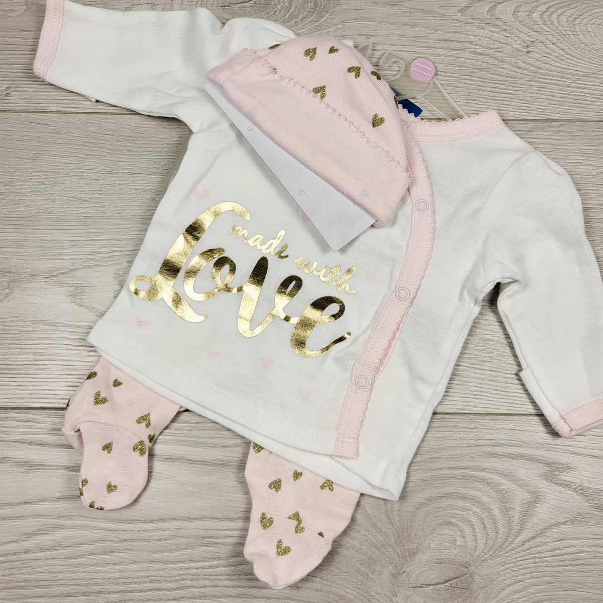 ECRS2 - NEW - Gerber "Made with Love" 3pc organic cotton set. PREEMIE size