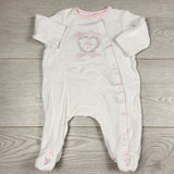 ECRS2 - Little Me white and pink polka dot cotton sleeper. Size 3 months