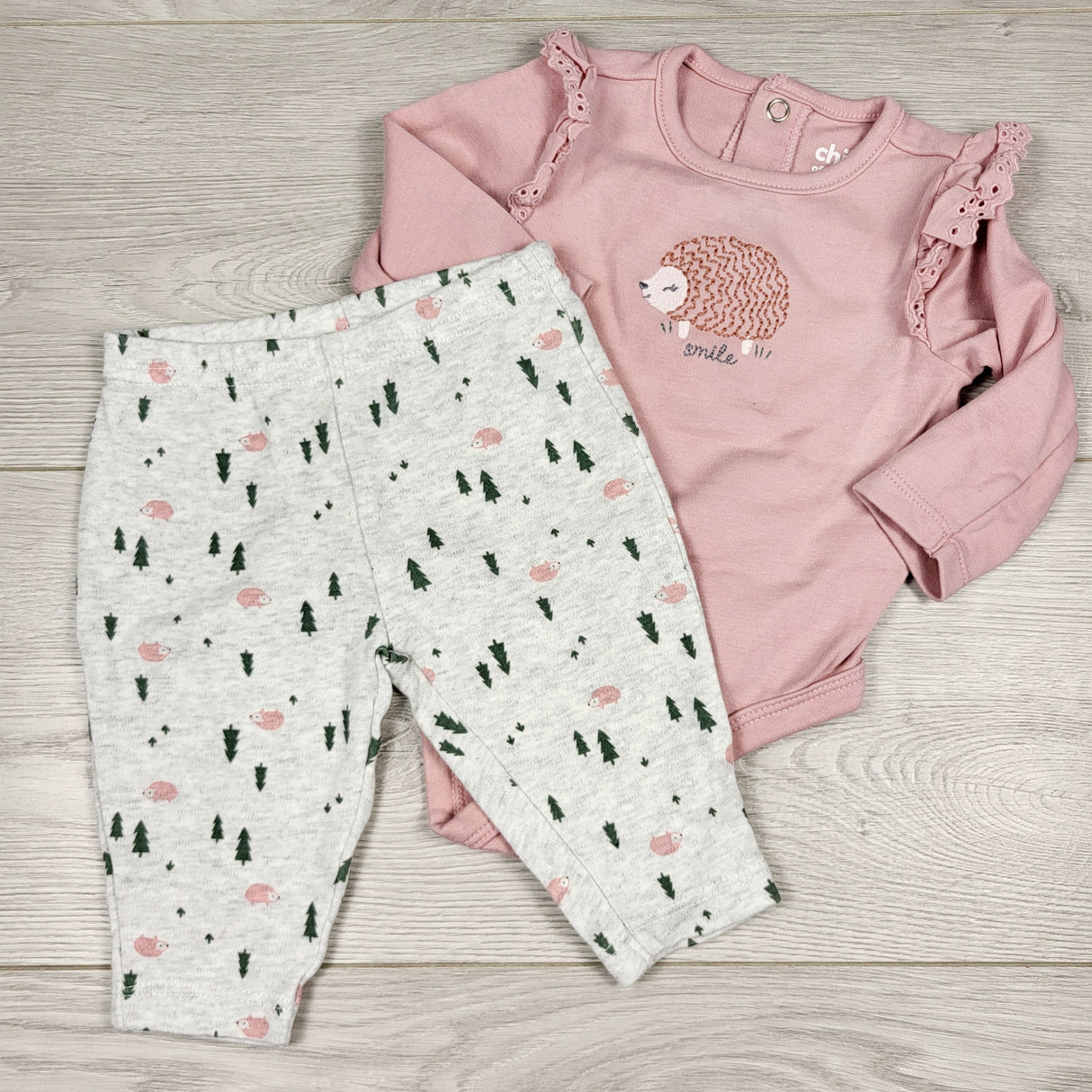 ECRS2 - Child of Mine 2pc bodysuit set with hedgehogs. Size 0-3 months