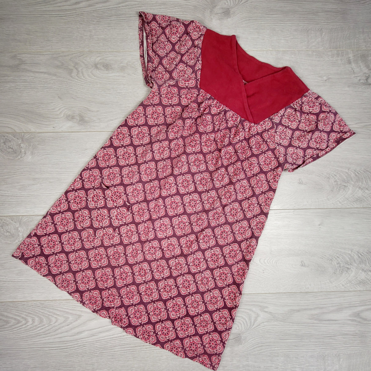MAWA2 - Tea Collection pink and plum patterned dress. Size 10