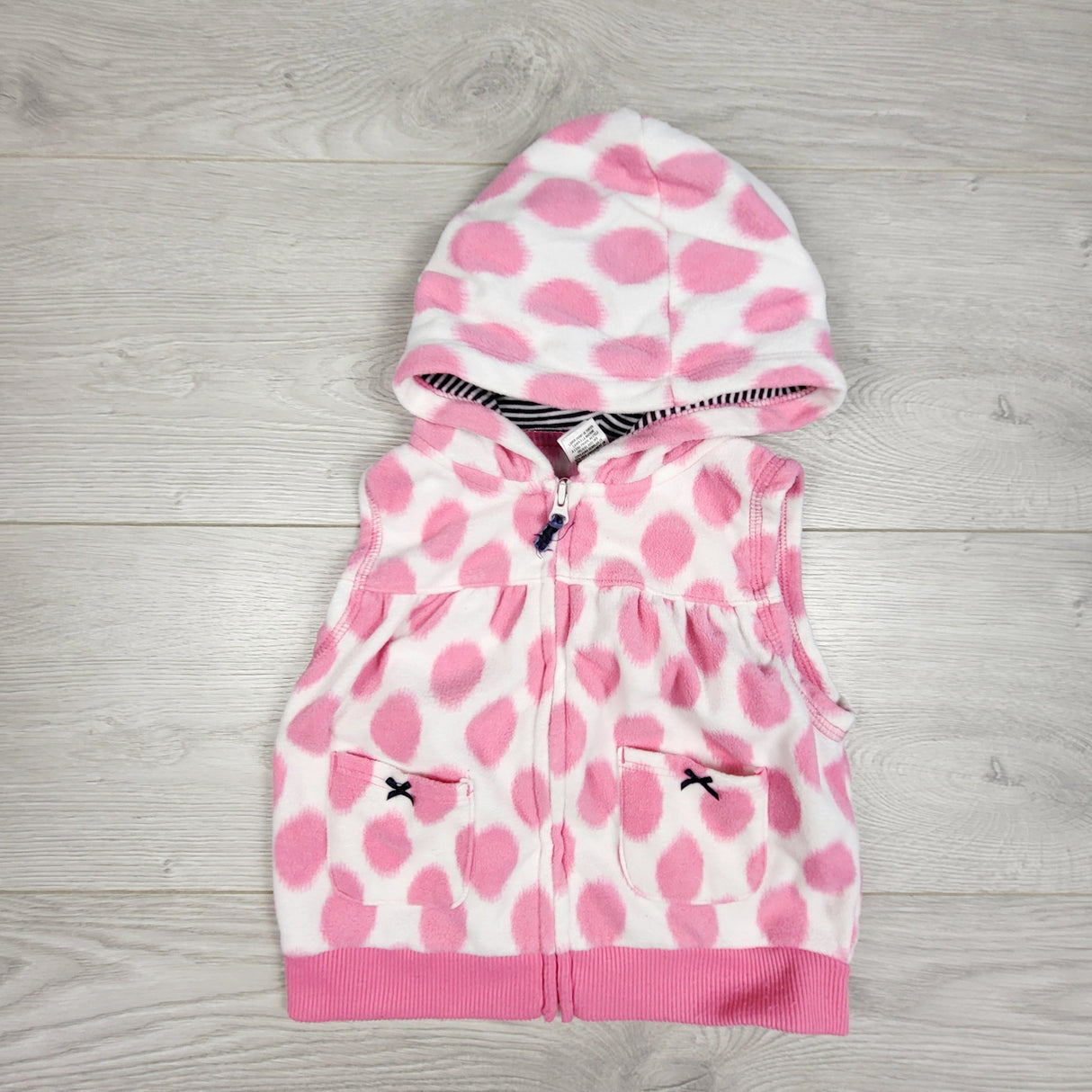 MAWA2 - Carters polka dot hooded fleece vest. Size 24 months