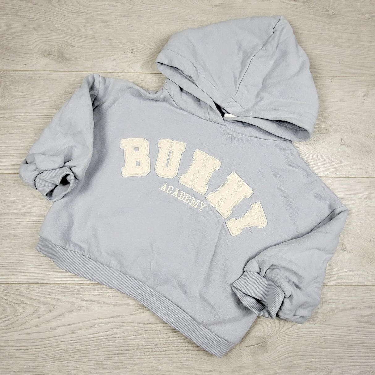 DMKY1 - Next blue cropped fleecy lined "Bunny" hoodie. Size 4/5T
