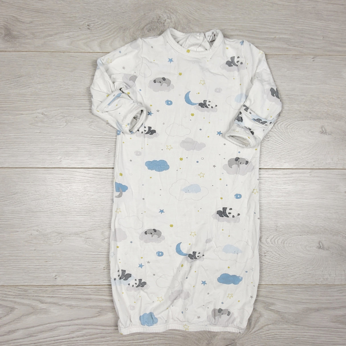 DMKY1 - Angel Dear white bamboo sleep gown with pandas. Size 0-3 months