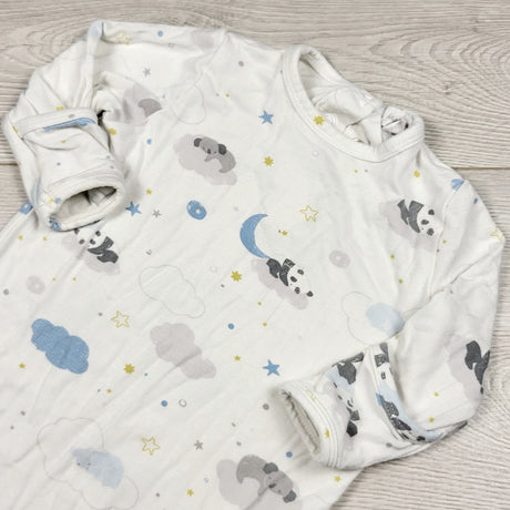 DMKY1 - Angel Dear white bamboo sleep gown with pandas. Size 0-3 months