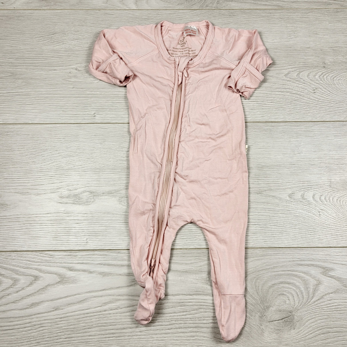 DMKY2 - Boody Baby pink bamboo sleeper. Newborn size