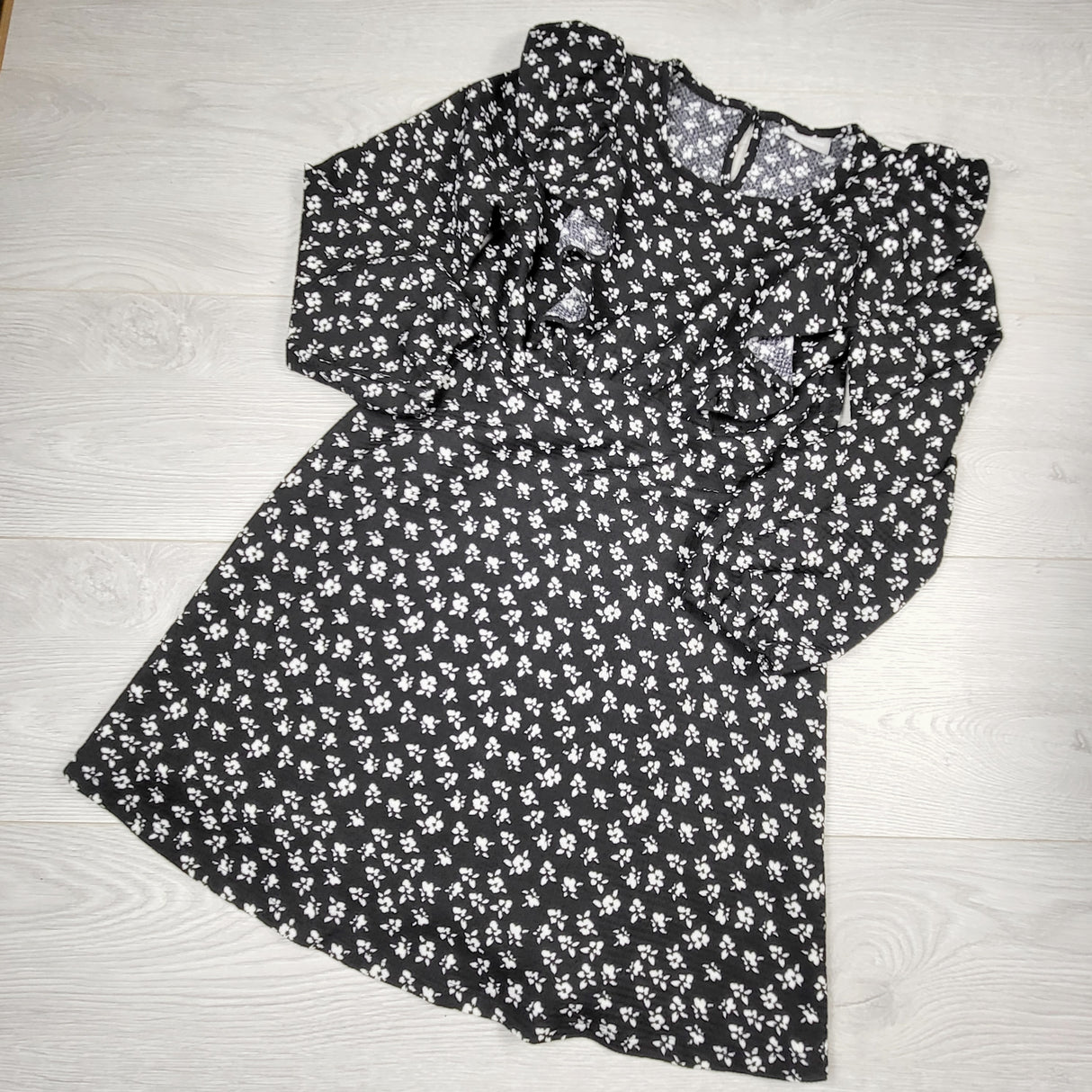 JLSN22 - I Love Girlswear black floral print dress. Size 8