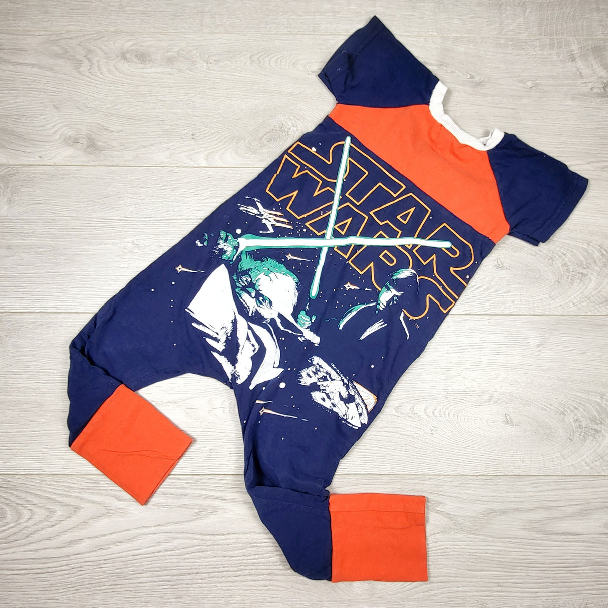 MIRE1 - Upcycled handmade Star Wars romper. Approx 12 months