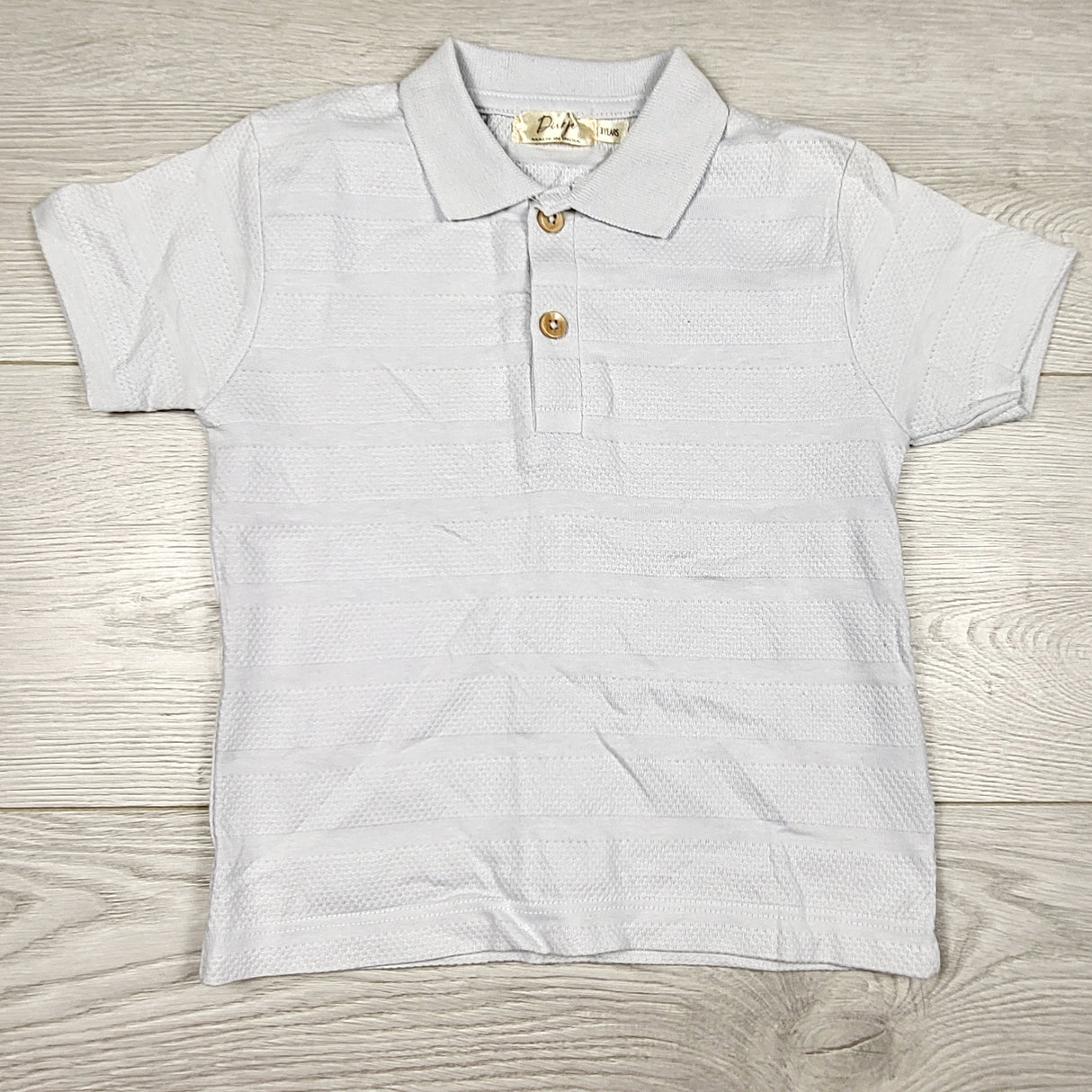 MIRE2 - Dirkje pale blue textured collared t-shirt. Size 3T
