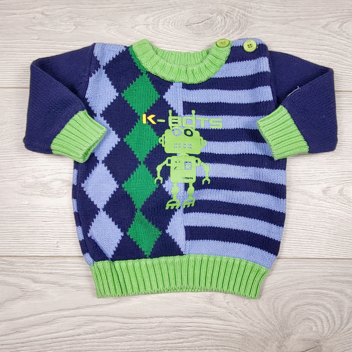 CHSP1 - Krickets multi-pattern robot sweater. Size 3 months