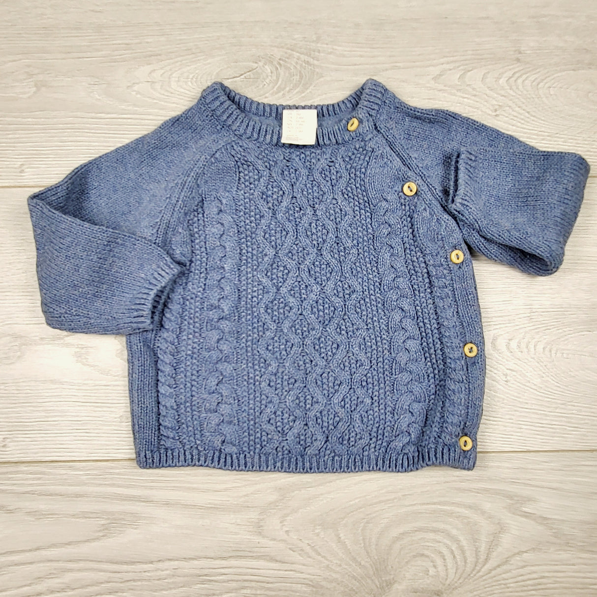 CHSP1 - H and M blue cable knit sweater. Size 2-4 months